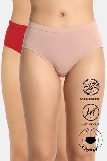 Buy Zivame Medium Rise Full Coverage Hipster Panty (Pack of 2) - Multicolor